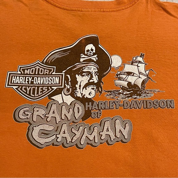 Harley Davidson Men's Orange Ride The Plank Grand Cayman Short Sleeve Shirt 2XL - Picture 8 of 9